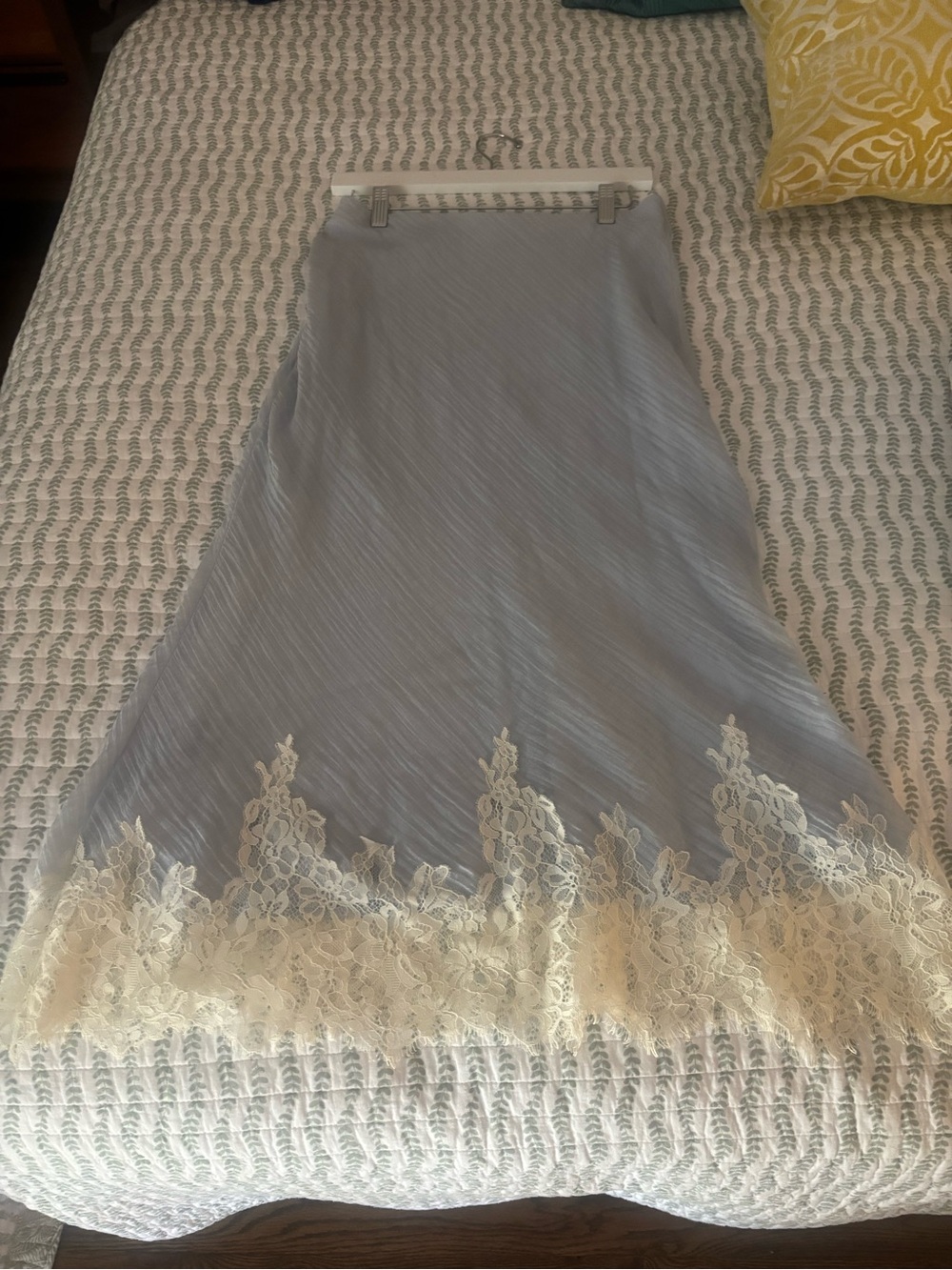 Zara Women’s Lace-Trim Slip Skirt - Light Blue and Cream - size Small